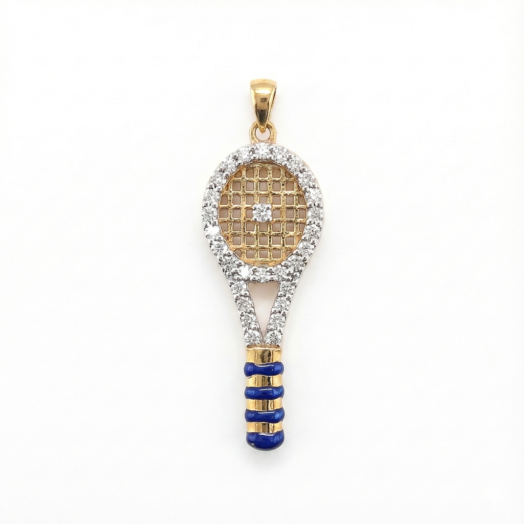Tennis Racket Pendant - Gold-Plated (Vermeil) Lab-Grown Diamonds | VP250400