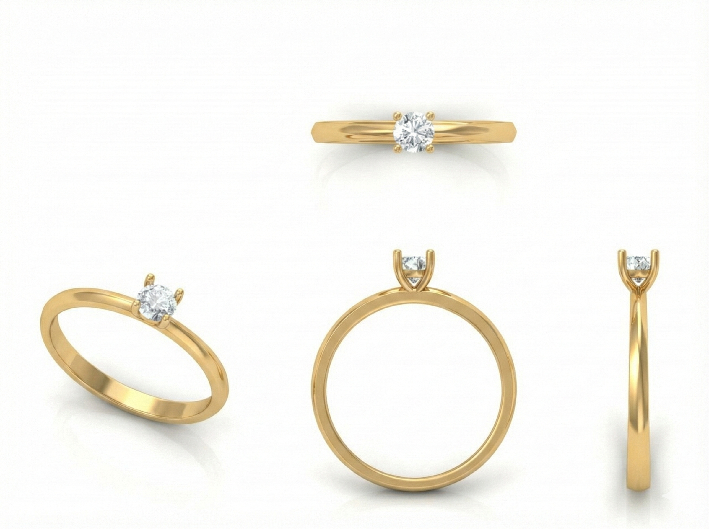 Gold-Plated Lab-Grown Diamond 0.50ct Solitaire Ring with Four-Prong Setting VR220063 | Classic Engagement Ring