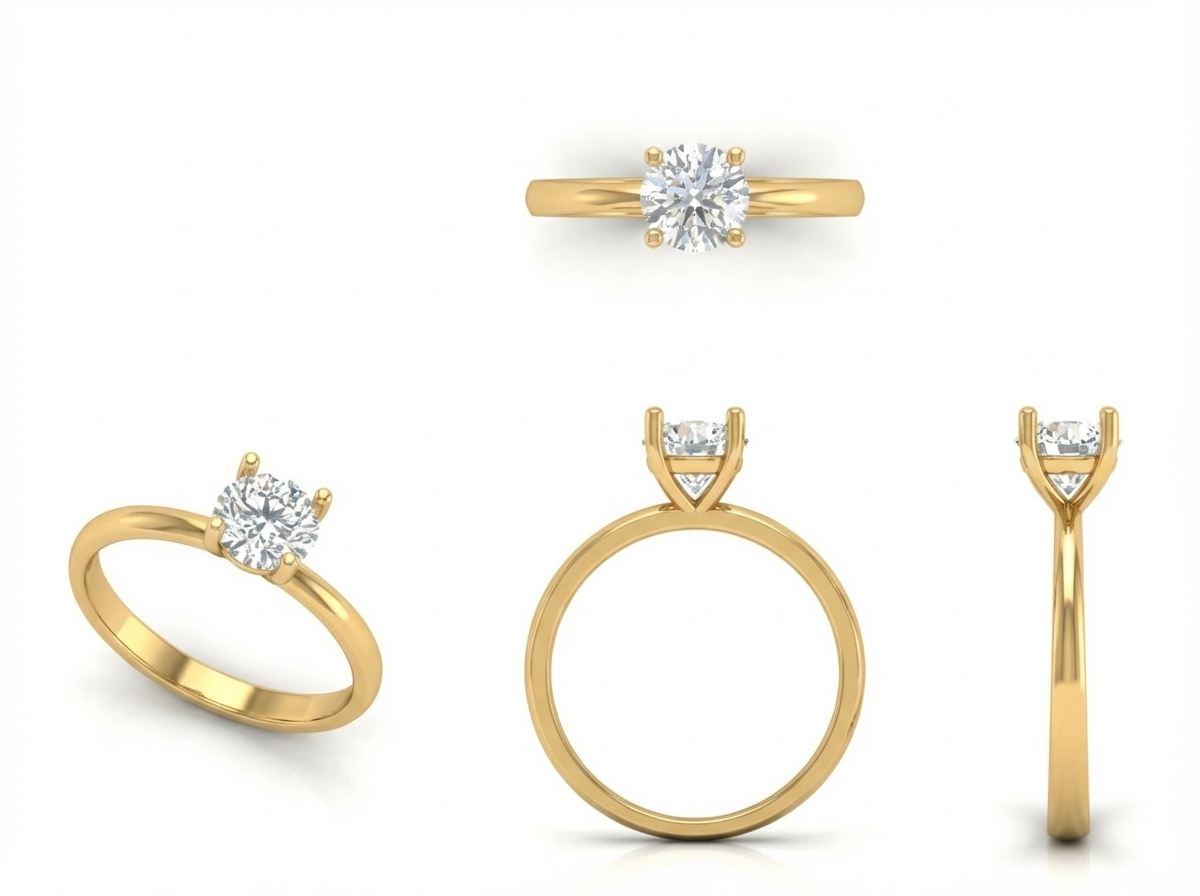 Gold-Plated Lab-Grown Diamond 1.00ct Solitaire Ring with Four-Prong Setting VR220064 | Classic Engagement Ring