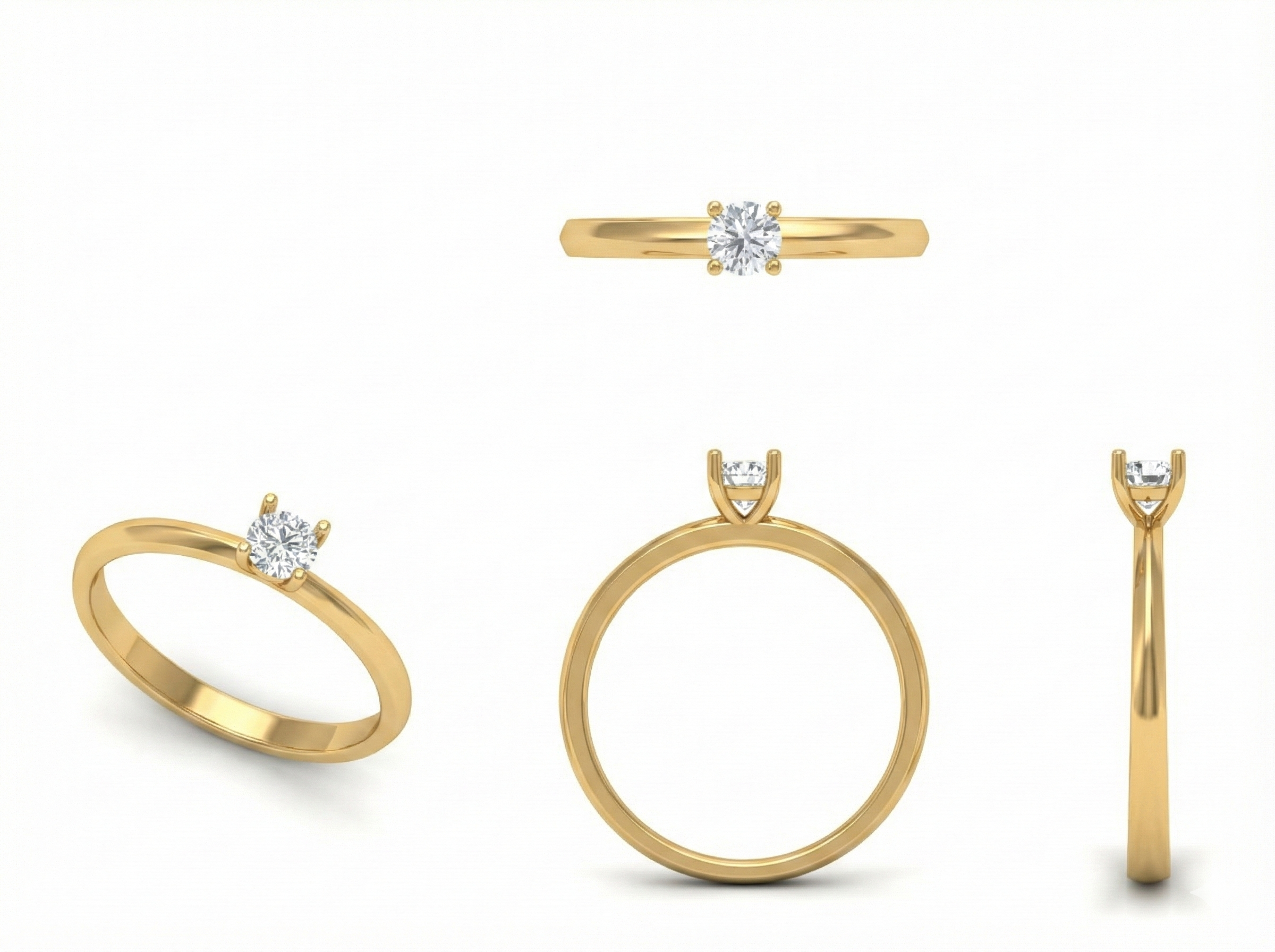 Gold-Plated Lab-Grown Diamond 0.75ct Solitaire Ring with Four-Prong Setting VR220065 | Classic Engagement Ring