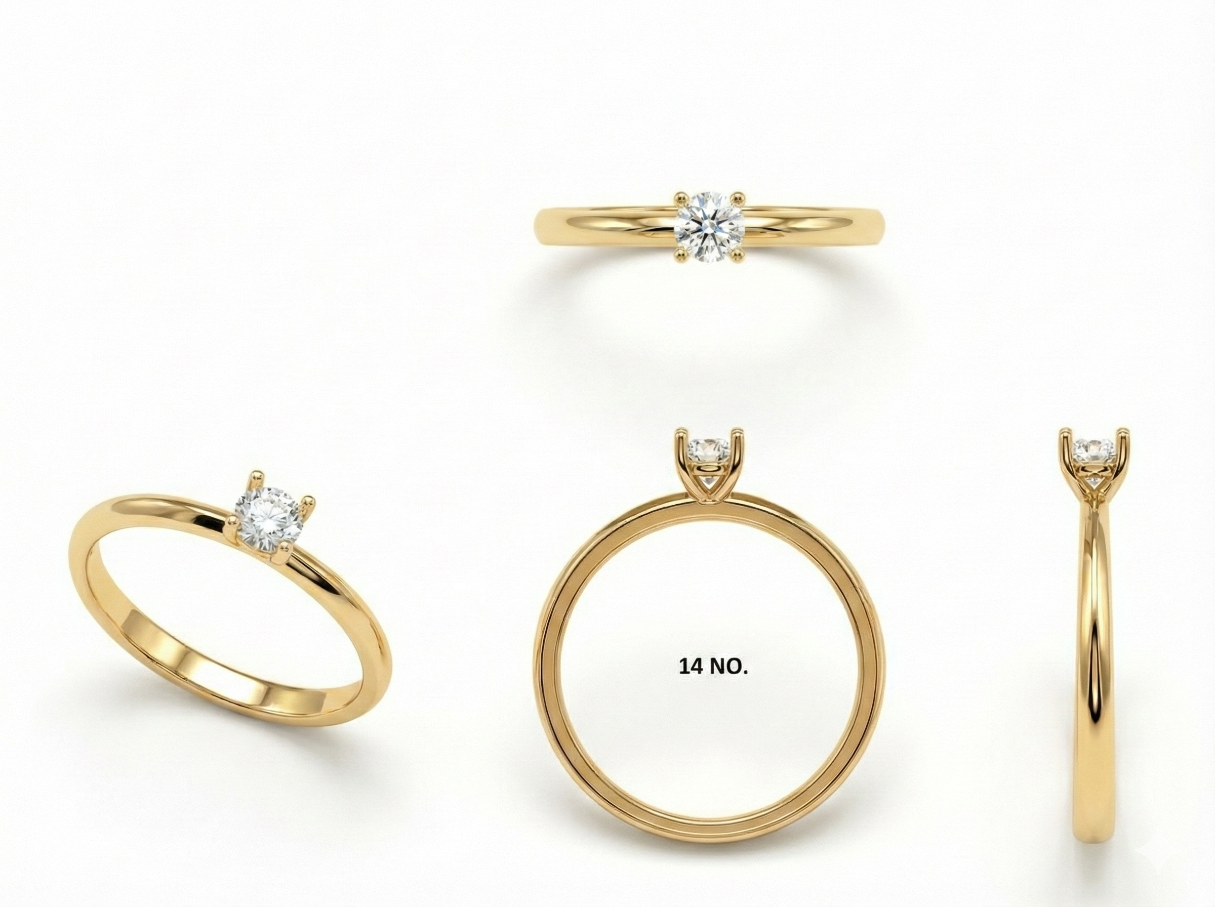 Gold-Plated Lab-Grown Diamond 0.25ct Solitaire Ring with Four-Prong Setting VR220066 | Timeless Elegance
