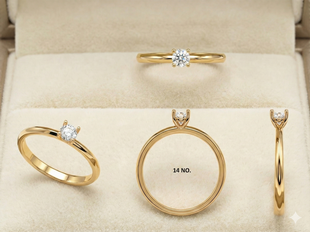 Gold-Plated Lab-Grown Diamond 0.25ct Solitaire Ring with Four-Prong Setting VR220066 | Timeless Elegance