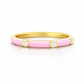 Gold-Plated Lab-Grown Diamond Ring with Pink Enamel VR232028 | Elegant Design