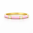 Gold-Plated Lab-Grown Diamond Ring with Pink Enamel VR232028 | Elegant Design