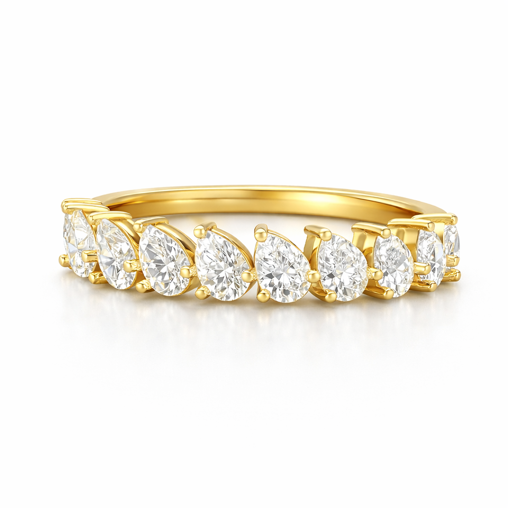 Gold-Plated Lab-Grown Diamond Pear-Shaped Half Eternity Band VR240989