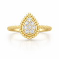 Gold-Plated Lab-Grown Diamond Pear Cluster Ring with Milgrain VR250144