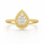 Gold-Plated Lab-Grown Diamond Pear Cluster Ring with Milgrain VR250144