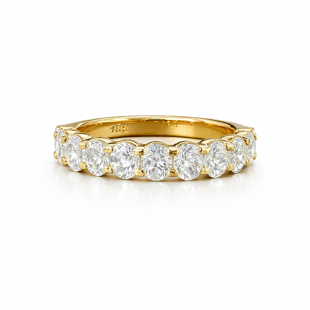 Gold-Plated (Vermeil) Lab-Grown Diamond Oval Half Eternity Band VR250406