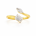 Gold-Plated (Vermeil) Lab-Grown Diamond Toi et Moi Ring - Marquise & Emerald Cut VR250417