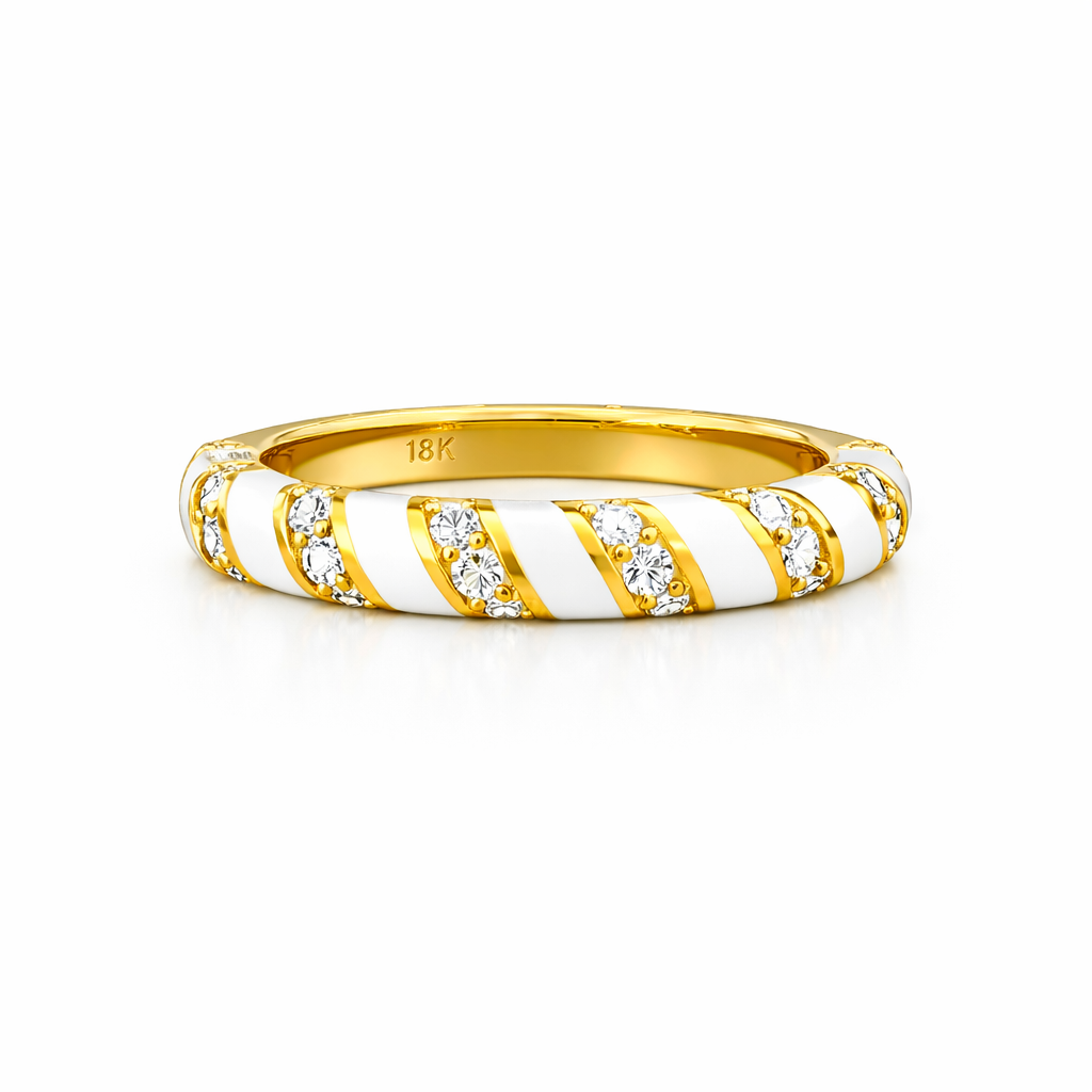 Gold-Plated (Vermeil) Lab-Grown Diamond & Enamel Full Eternity Stackable Ring VR250482
