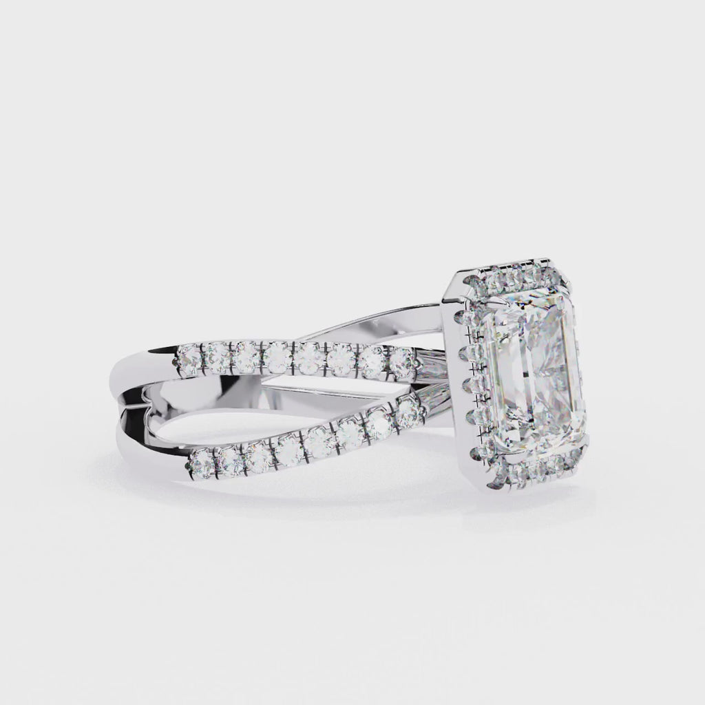 2.00ct Radiant Cut Lab-Grown Diamond Ring | Pavé Halo & Pavé Shank | VR260046