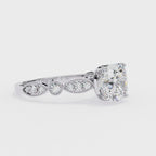 2.50ct Cushion Cut Lab-Grown Diamond Ring | Vintage Milgrain Art Deco Diamond Shank | VR260020