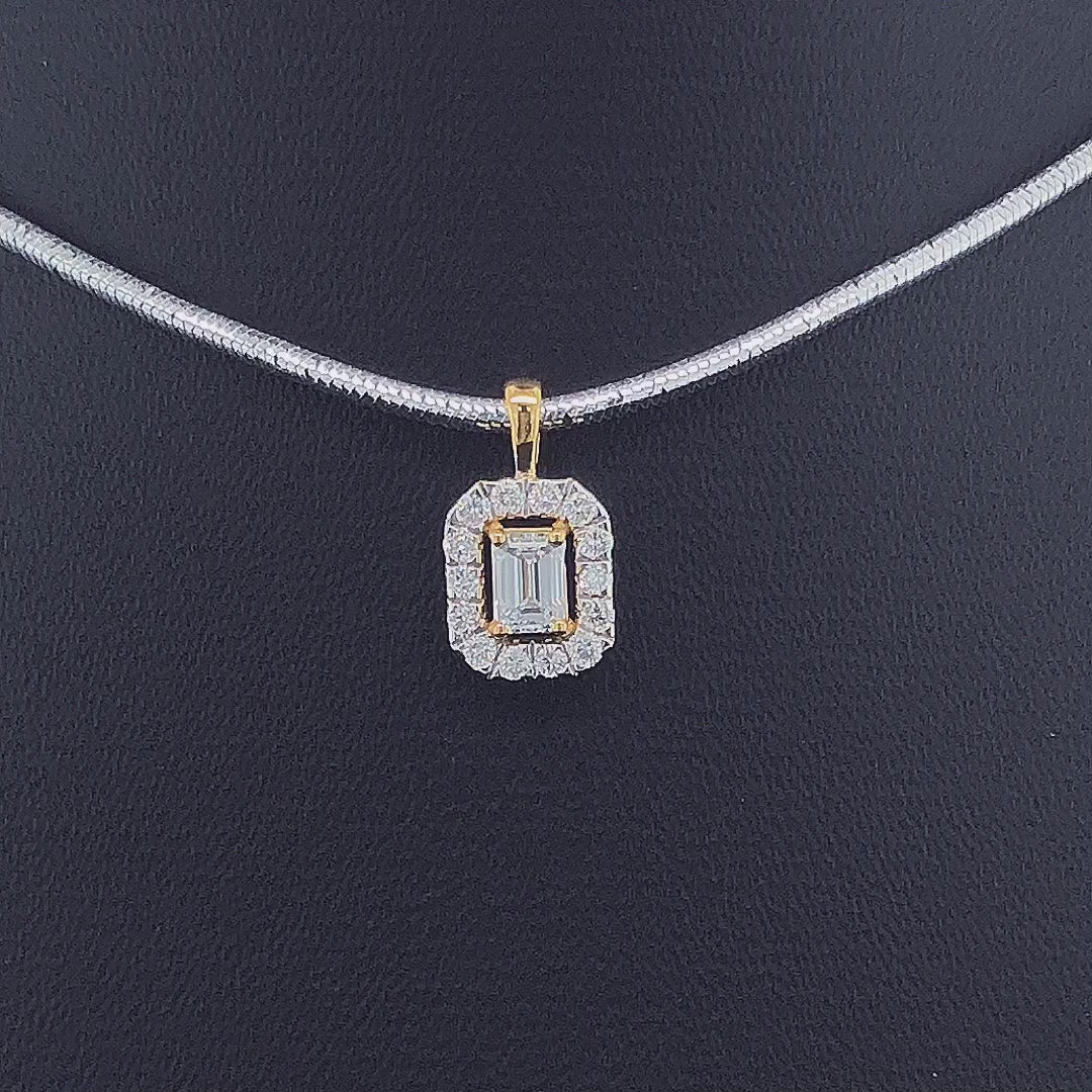 Emerald-Cut Halo Pendant - Gold-Plated (Vermeil) Lab-Grown Diamonds | VP250268
