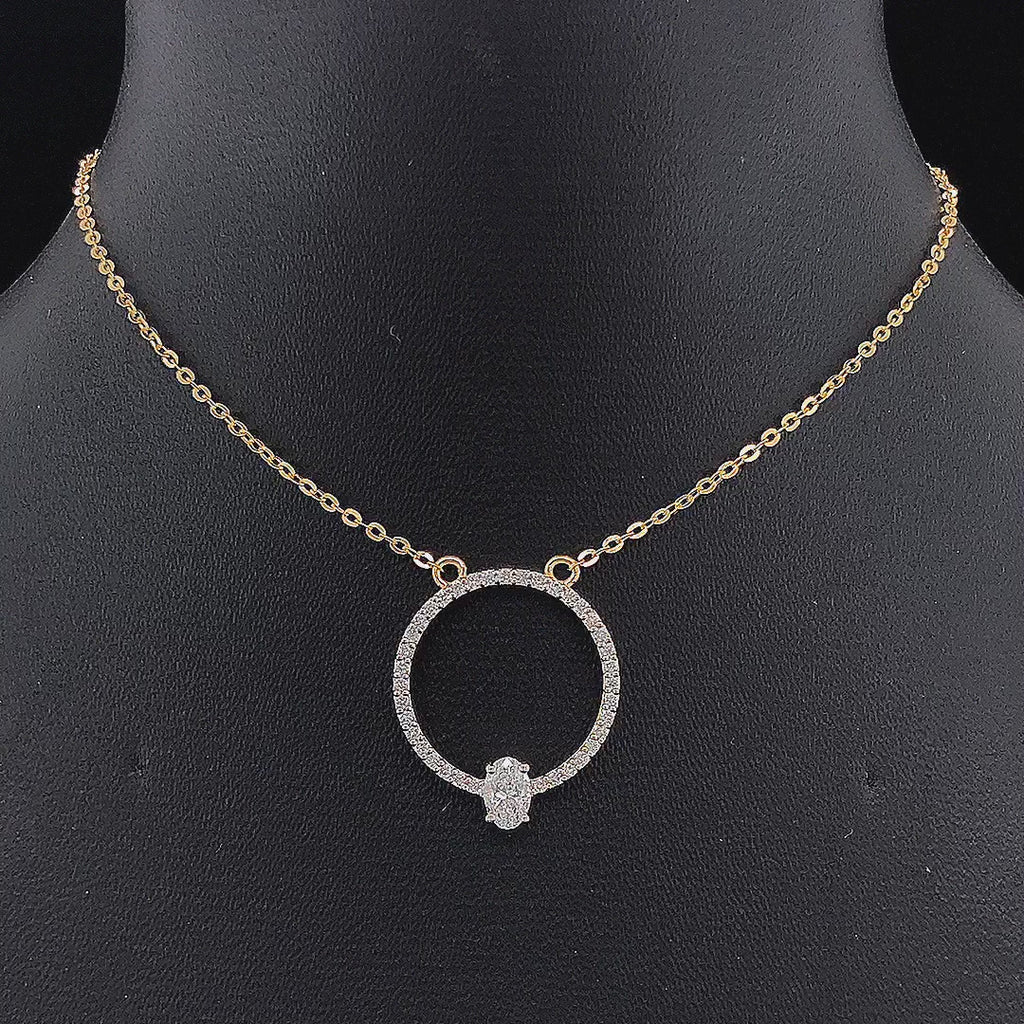 Circle Pendant with Oval Diamond - Gold-Plated (Vermeil) Lab-Grown Diamonds | VP250326
