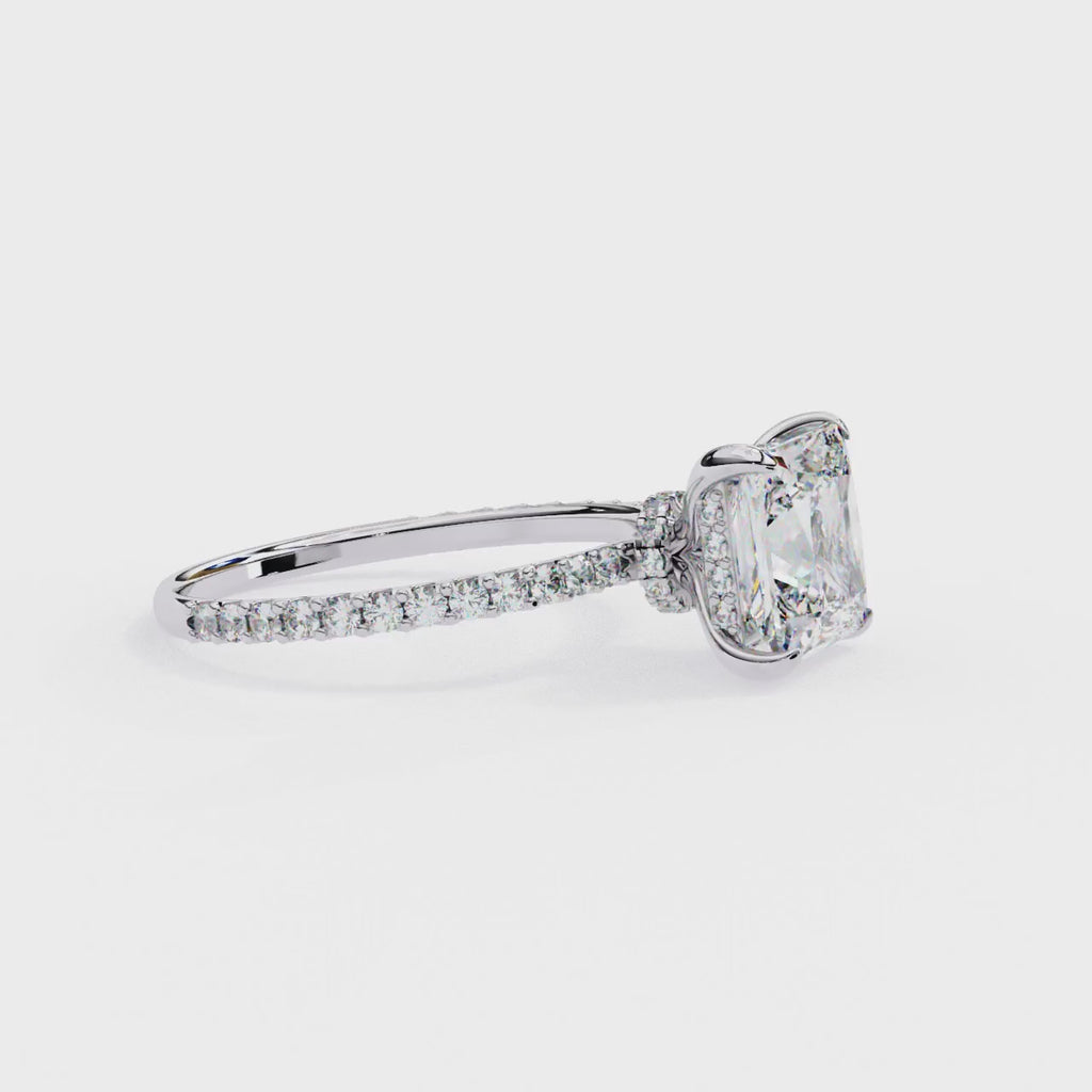 Princess-Cut Lab-Grown Diamond Solitaire Ring | Pavé Gallery & Pavé Shank | VR260089