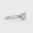 Princess-Cut Lab-Grown Diamond Solitaire Ring | Pavé Gallery & Pavé Shank | VR260089