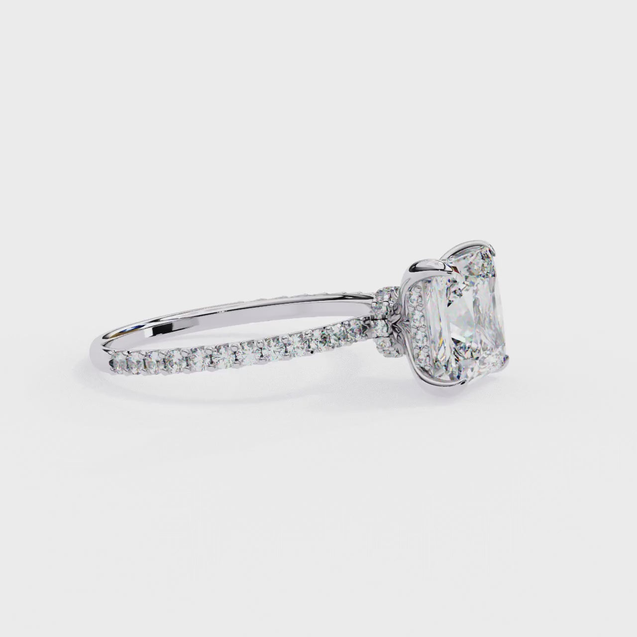 Princess-Cut Lab-Grown Diamond Solitaire Ring | Pavé Gallery & Pavé Shank | VR260089