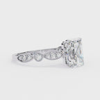 3.00ct Radiant Cut Lab-Grown Diamond Ring | Vintage Milgrain Art Deco Diamond Shank | VR260022