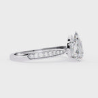 Pear-Cut Lab-Grown Diamond Solitaire Ring | Pavé Bridge, Gallery & Shank | VR260067