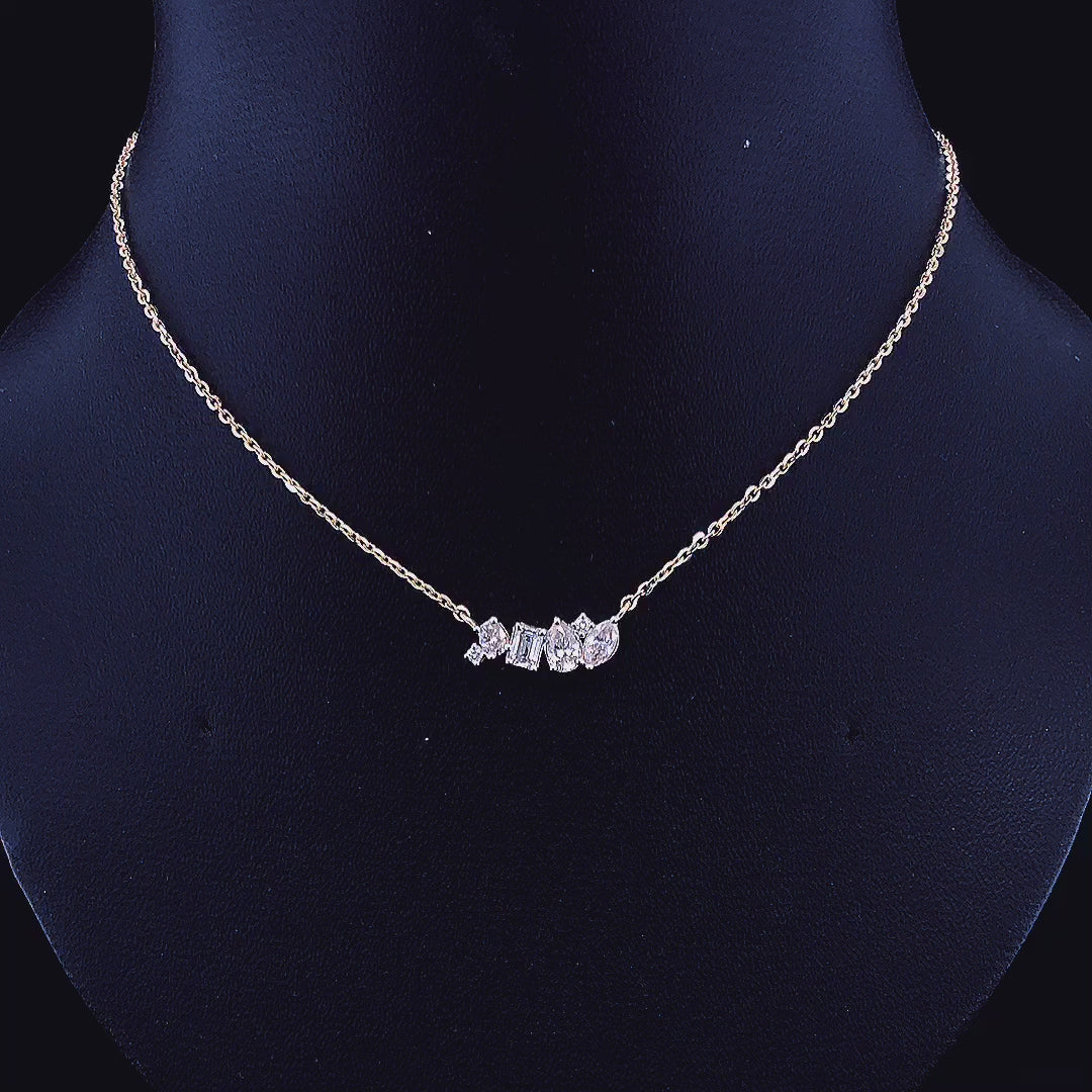 Mixed-Cut Diamond Cluster Necklace - Gold-Plated (Vermeil) Lab-Grown Diamonds | VP240941