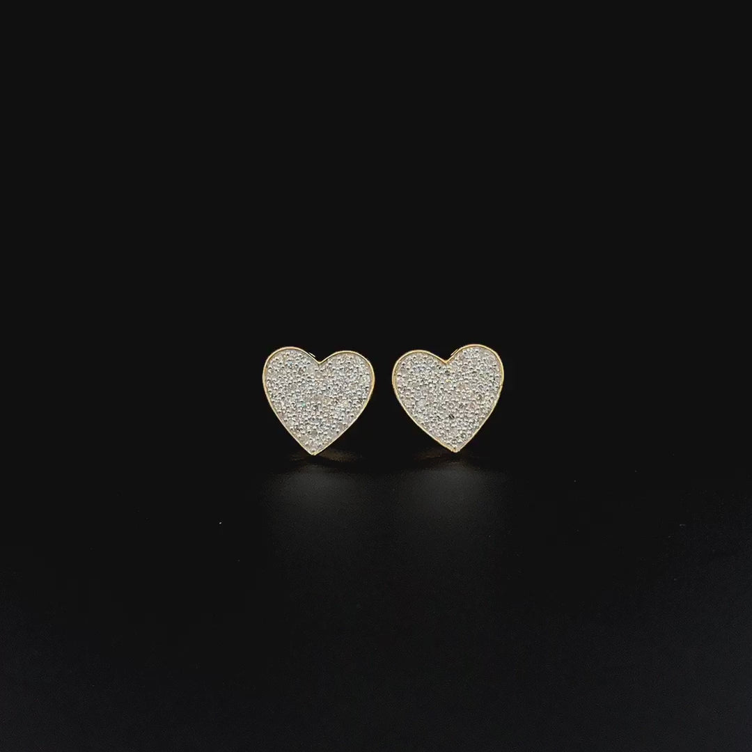 Heart-Shaped Pavé Stud Earrings - Gold-Plated (Vermeil) Lab-Grown Diamonds | VE232305