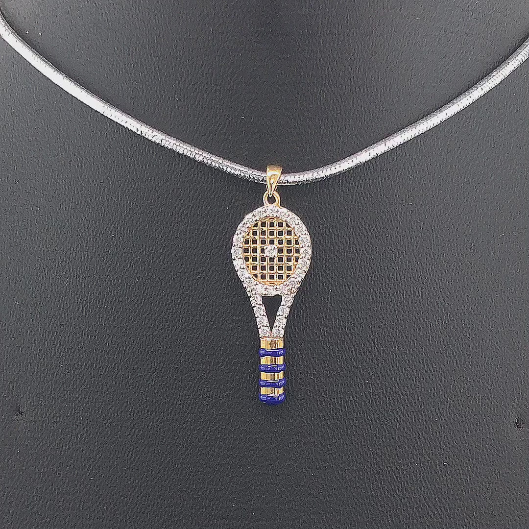Tennis Racket Pendant - Gold-Plated (Vermeil) Lab-Grown Diamonds | VP250400