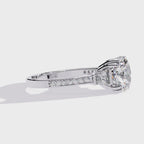 Cushion-Cut Lab-Grown Diamond Three-Stone Ring | Tapered Baguette & Pavé Shank | VR260074