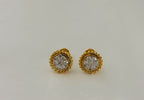 Round Pavé Stud Earrings with Beaded Border - Gold-Plated (Vermeil) Lab-Grown Diamonds | VE250096