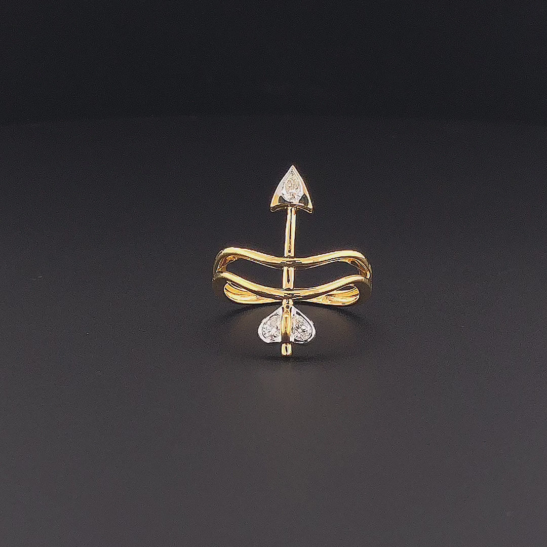 Gold-Plated Lab-Grown Diamond Arrow Ring with Pear Stones VR250424