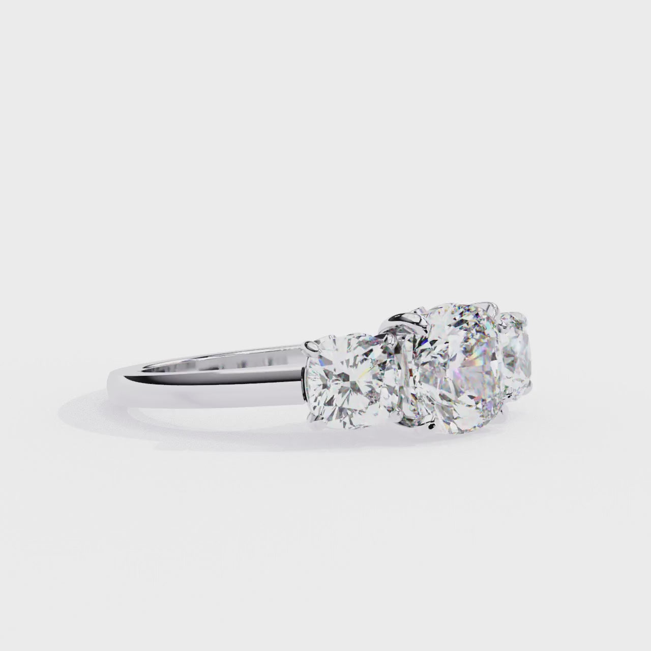 Cushion-Cut Lab-Grown Diamond Three-Stone Ring | Decorative Gallery | 4.00ct Total | VR260095