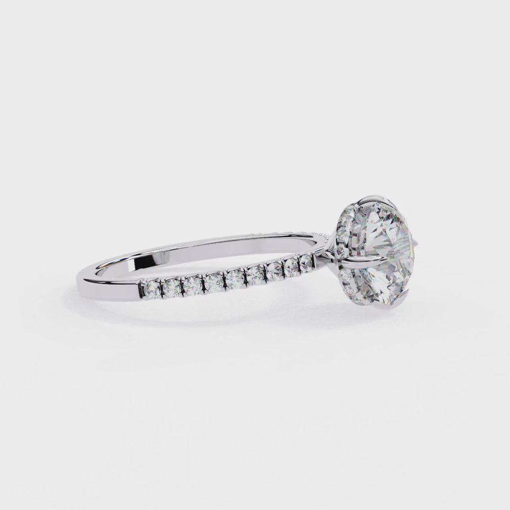 2.50ct Round Brilliant Cut Lab-Grown Diamond Engagement Ring | 18K Gold Vermeil Pavé | VR260002