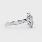 Marquise-Cut Lab-Grown Diamond Solitaire Ring | Pavé Bridge, Gallery & Shank | VR260068