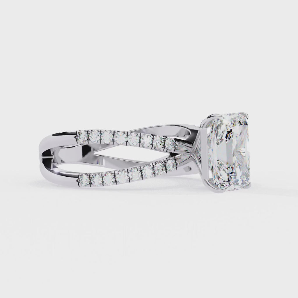 2.50ct Radiant Cut Lab-Grown Diamond Ring | Pavé Gallery & Pavé Shank | VR260044