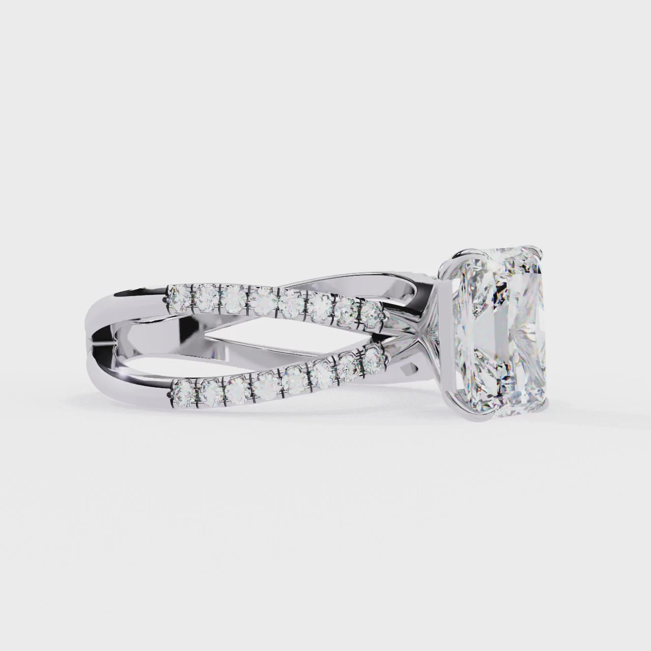 2.50ct Radiant Cut Lab-Grown Diamond Ring | Pavé Gallery & Pavé Shank | VR260044