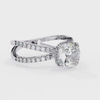 2.00ct Cushion Cut Lab-Grown Diamond Ring | Pavé Gallery & Pavé Shank | VR260038