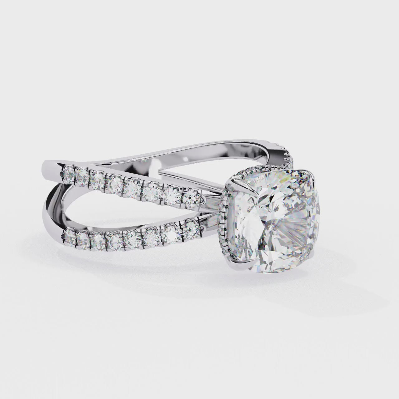 2.00ct Cushion Cut Lab-Grown Diamond Ring | Pavé Gallery & Pavé Shank | VR260038