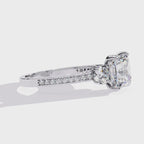 Princess-Cut Lab-Grown Diamond Three-Stone Ring | Round Brilliant Sides & Pavé Shank | VR260079