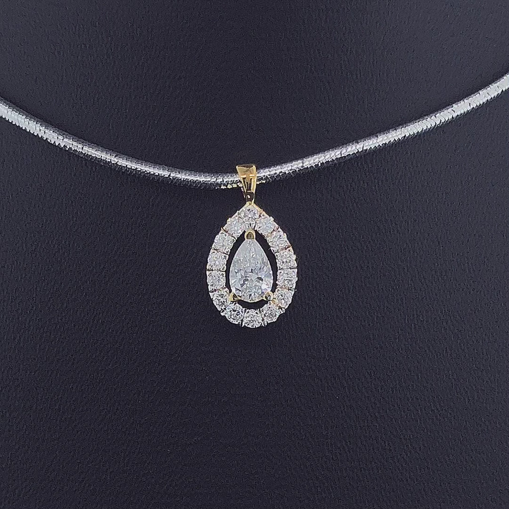 Pear-Shaped Double Halo Diamond Pendant - Gold-Plated (Vermeil) Lab-Grown Diamonds | VP250286