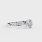 Round Brilliant Lab-Grown Diamond Solitaire Ring | Pavé Bridge & Shoulder Shank | VR260092