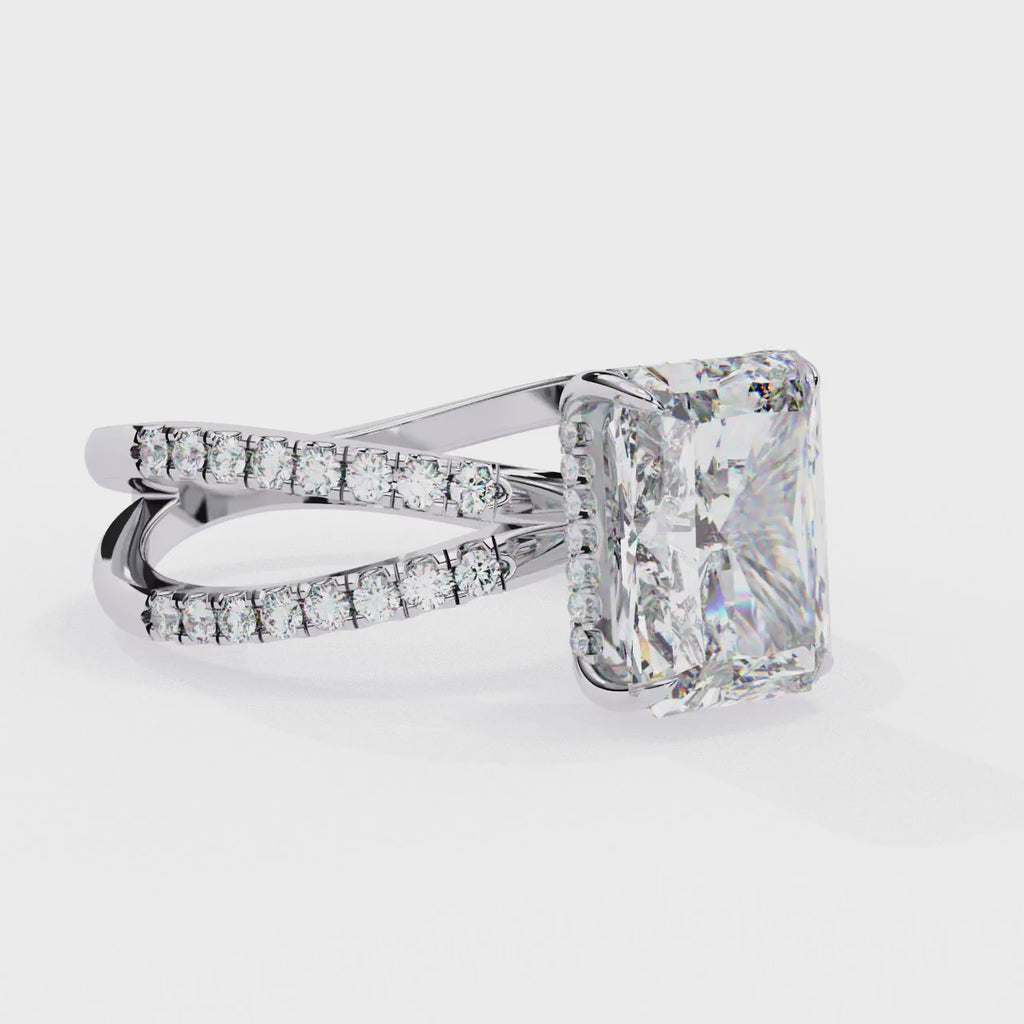 2.50ct Radiant Cut Lab-Grown Diamond Ring | Pavé Gallery & Pavé Shank | VR260036