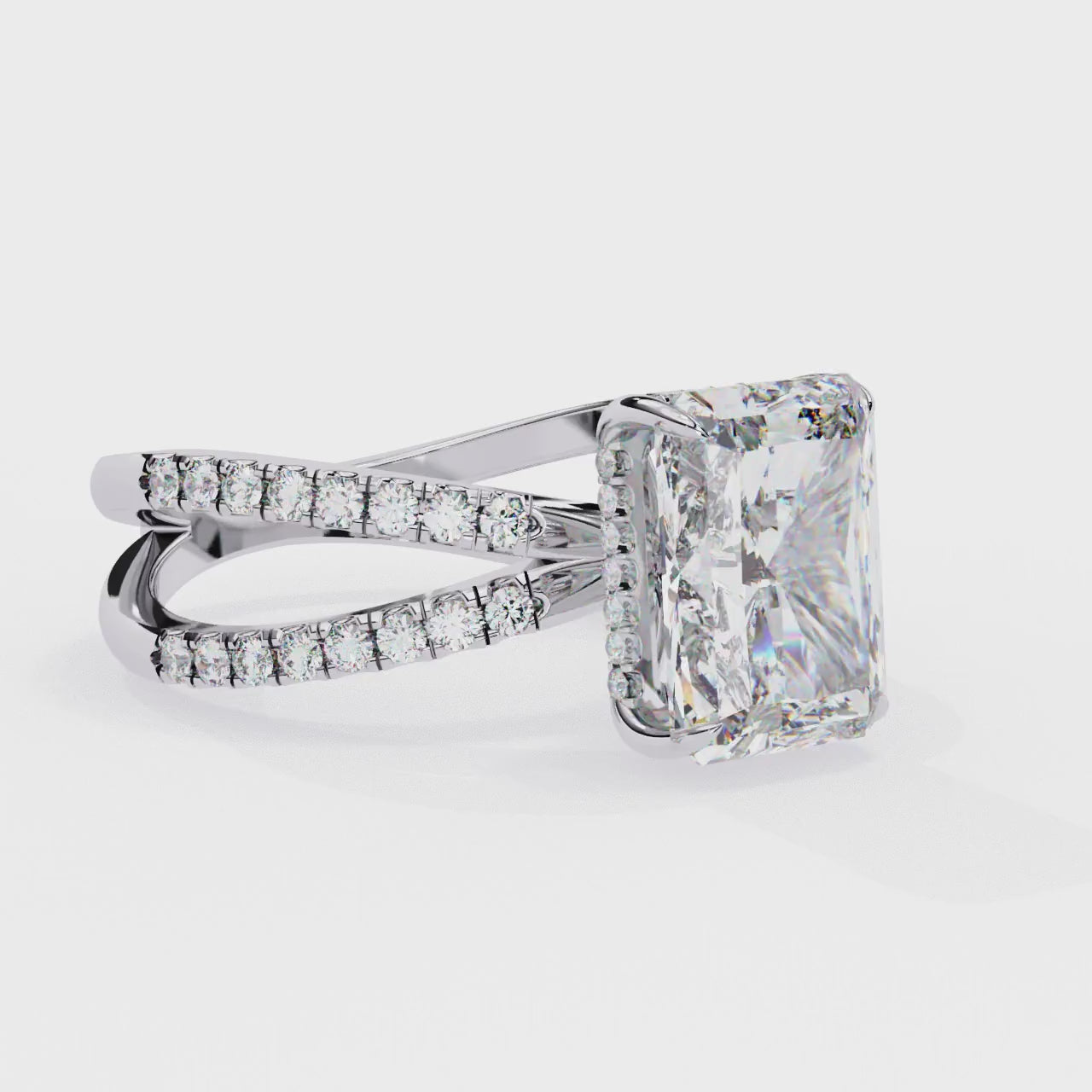 2.50ct Radiant Cut Lab-Grown Diamond Ring | Pavé Gallery & Pavé Shank | VR260036