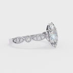0.80ct Marquise Cut Lab-Grown Diamond Ring | Vintage Milgrain Art Deco Diamond Shank | VR260024