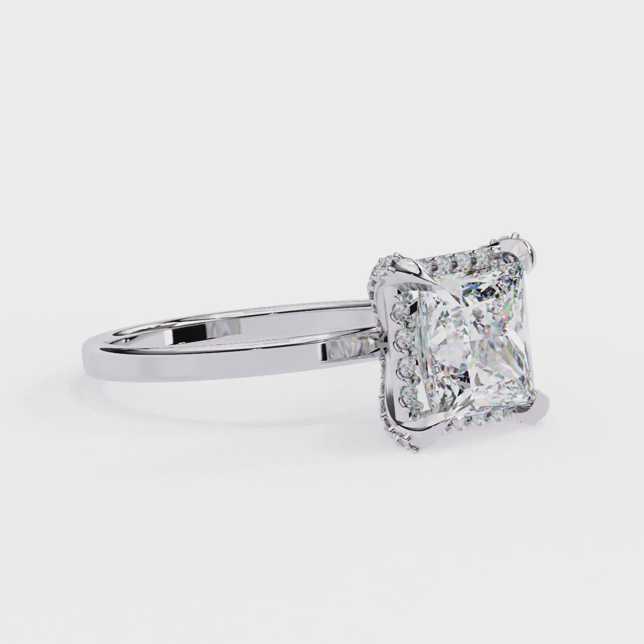 Princess-Cut Lab-Grown Diamond Halo Ring | Pavé Halo & Gallery Design | VR260087