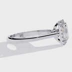 Radiant-Cut Lab-Grown Diamond Halo Ring | Pavé Halo & Plain Shank | VR260084