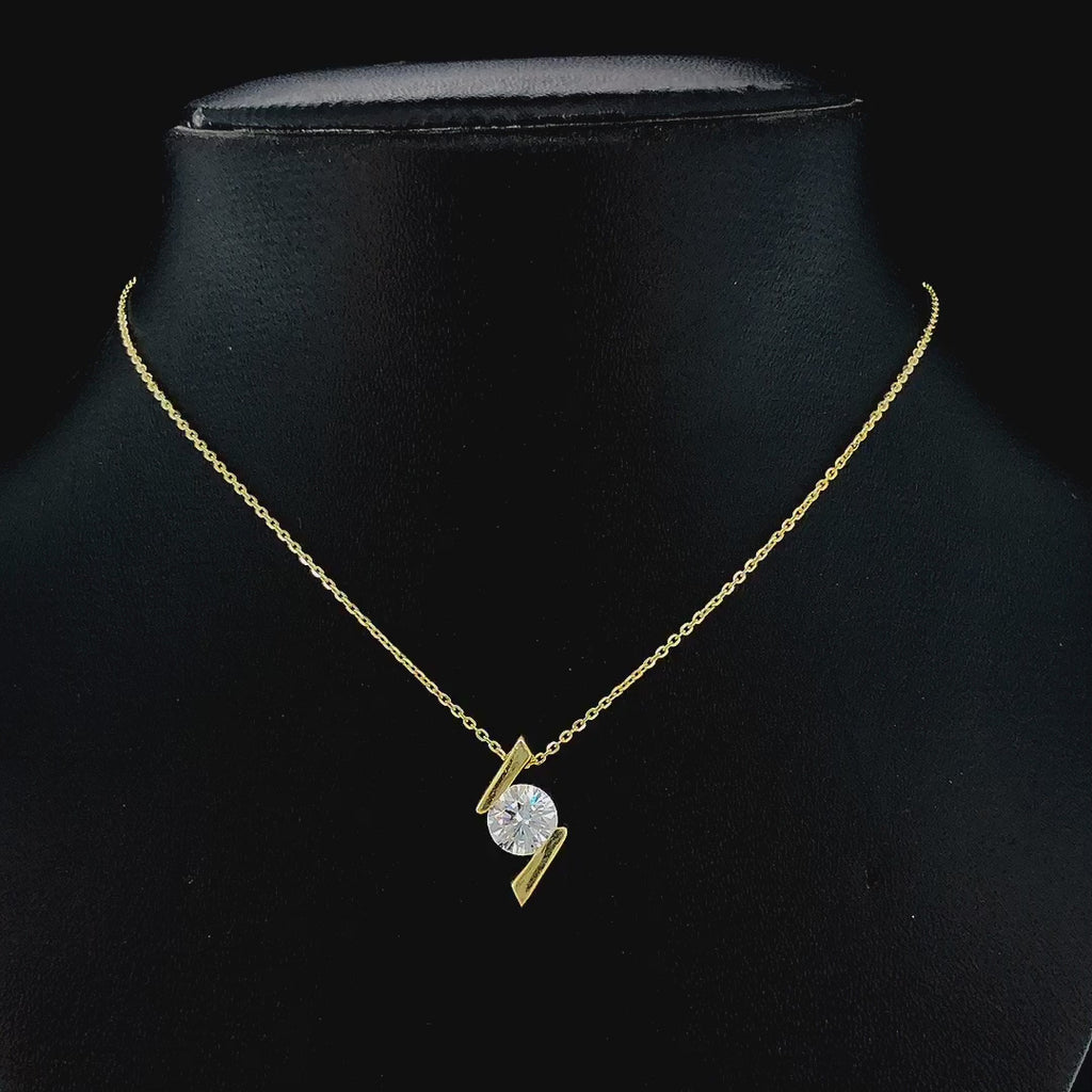 Bypass Solitaire Diamond Pendant -Gold-Plated (Vermeil) Lab-Grown Diamond | VP240096