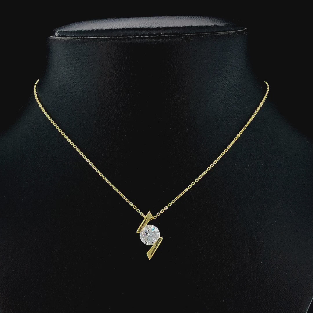 Bypass Solitaire Diamond Pendant -Gold-Plated (Vermeil) Lab-Grown Diamond | VP240096