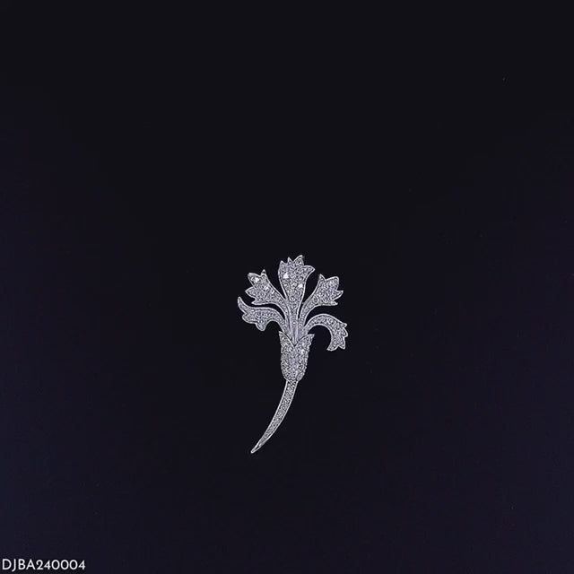 Floral Diamond Brooch - Gold-Plated (Vermeil) Lab-Grown Diamonds | VBH240004