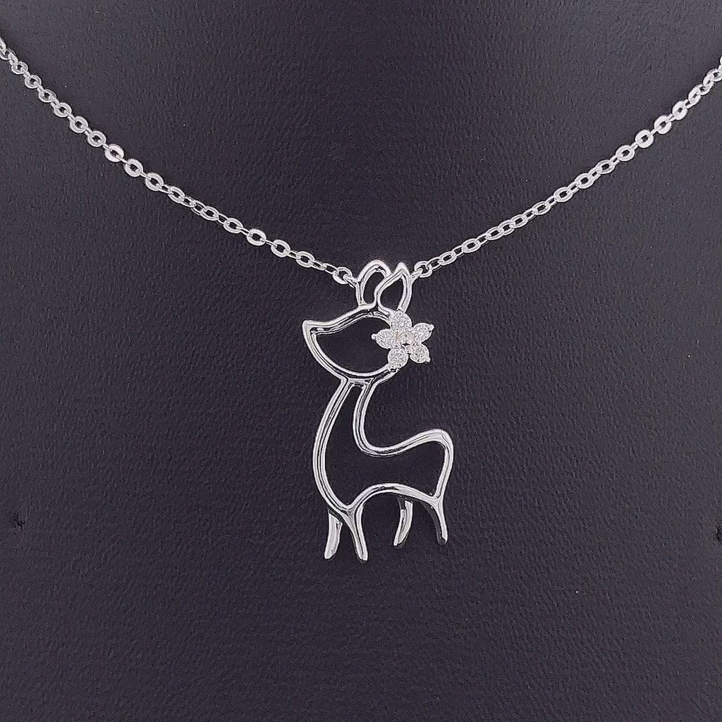 Deer Pendant with Diamond Flower - Gold-Plated (Vermeil) Lab-Grown Diamonds | VP250365