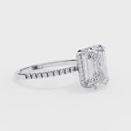 2.50ct Emerald Cut Lab-Grown Diamond Engagement Ring | 18K Gold Vermeil Pavé