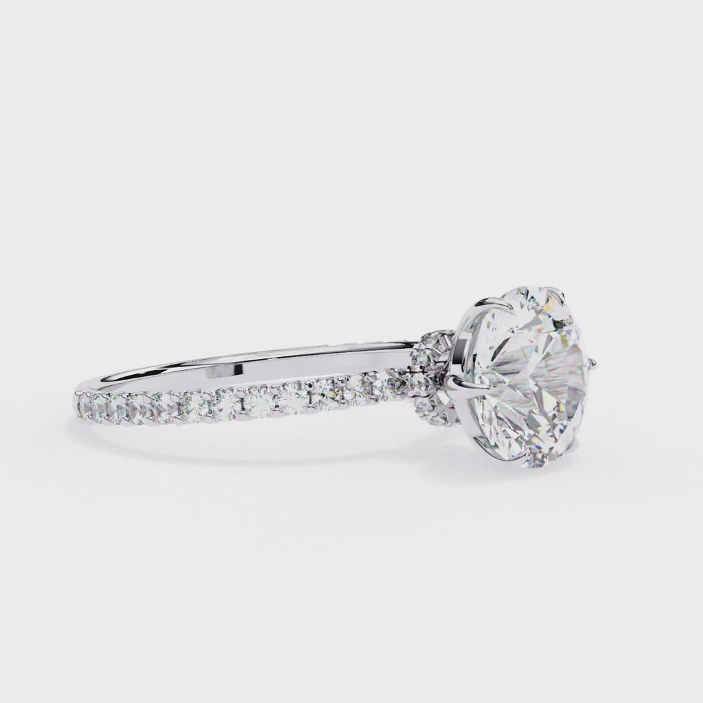 2.50ct Cushion Cut Lab-Grown Diamond Engagement Ring | Pavé Shank & Hidden Pavé Gallery